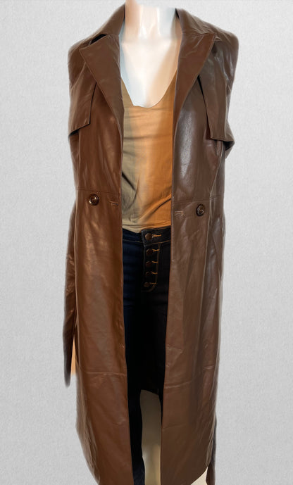 Brown faux leather vest