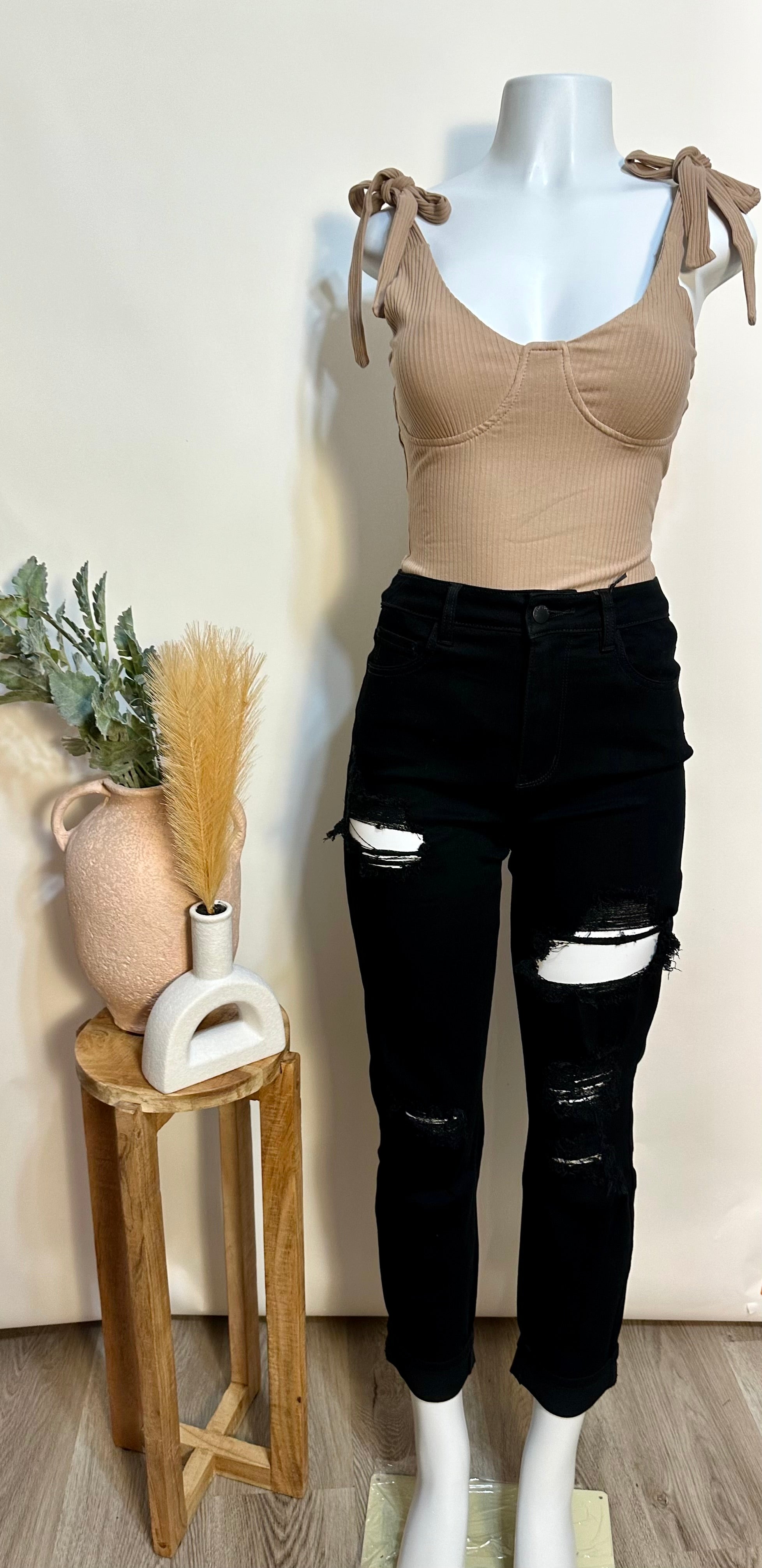 Nude tie bodysuit