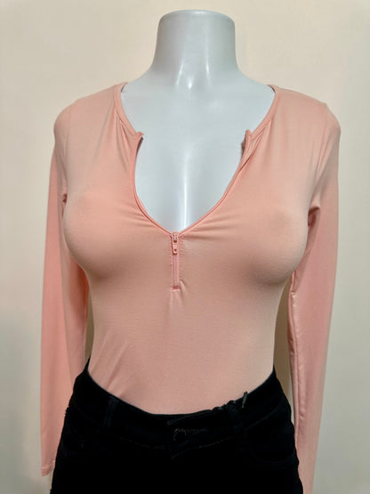 Coral long sleeve bodysuit
