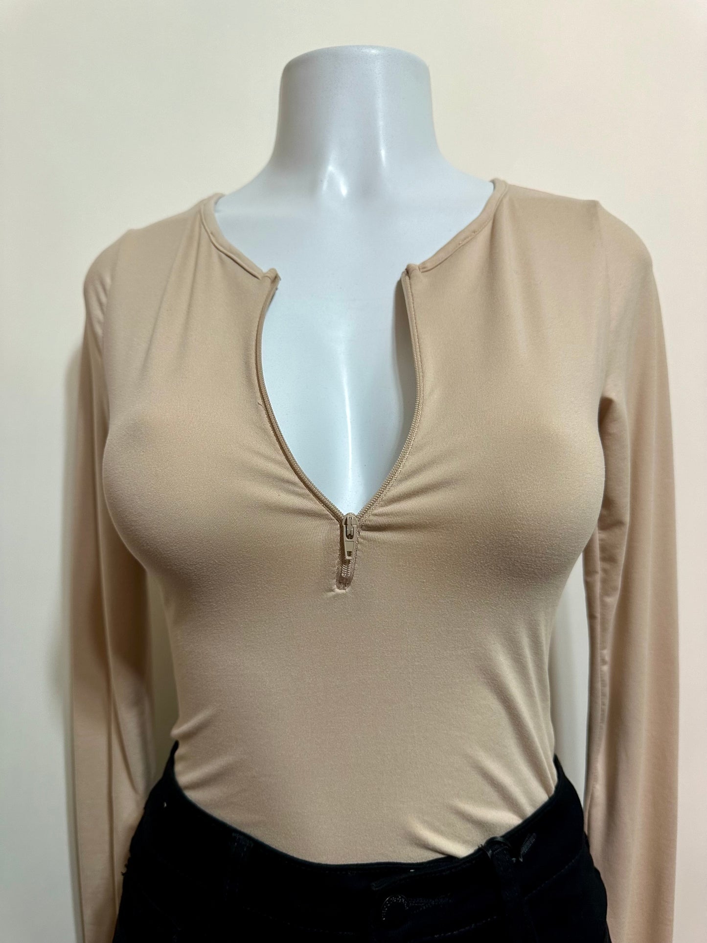 Nude long sleeve bodysuit