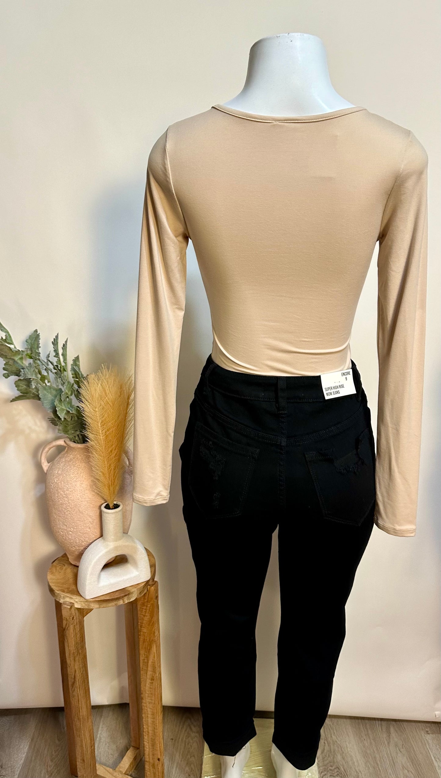 Nude long sleeve bodysuit