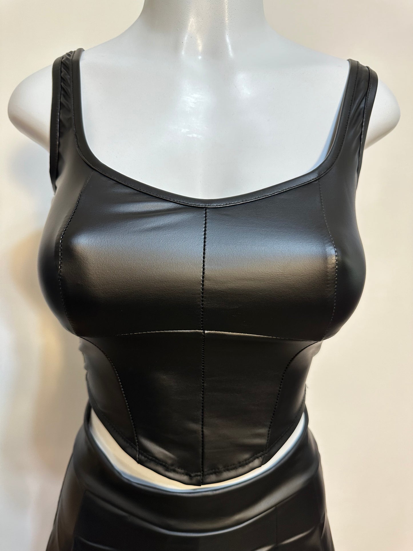 Faux leather skort set