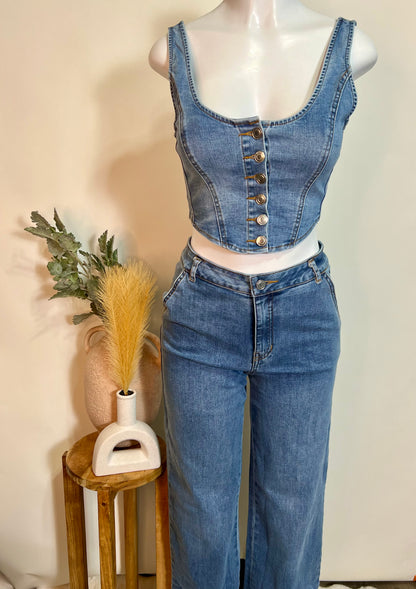 Denim bell bottom set