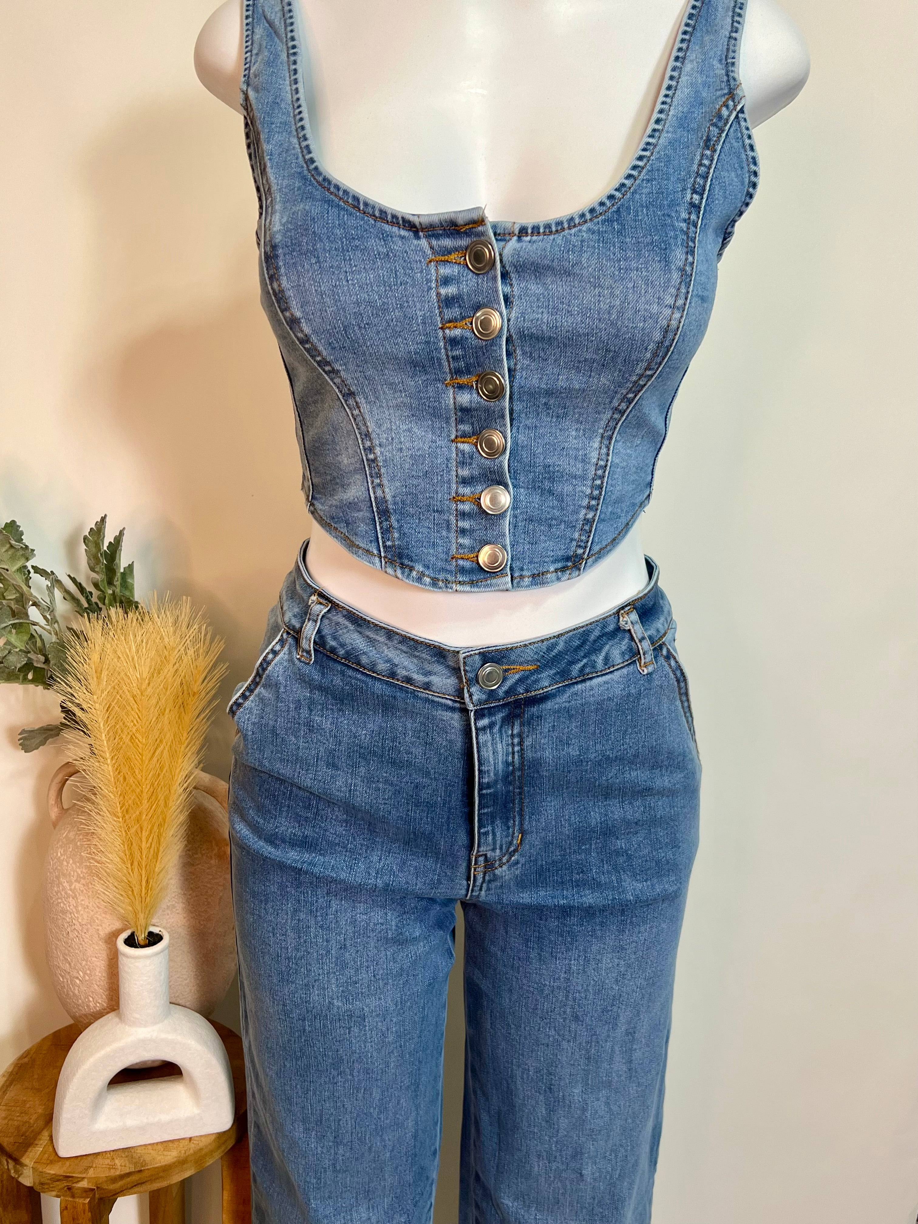 Denim bell bottom set
