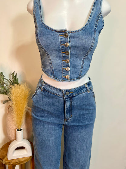 Denim bell bottom set