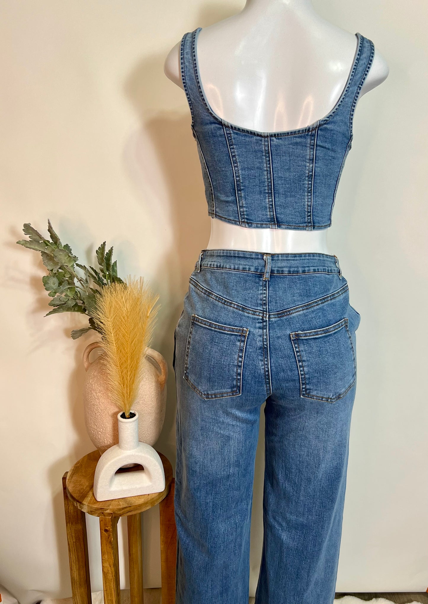 Denim bell bottom set