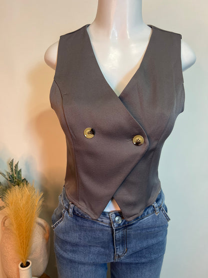 Gray button vest