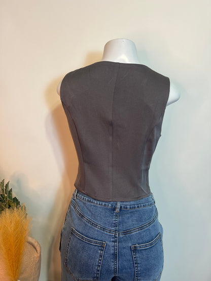 Gray button vest