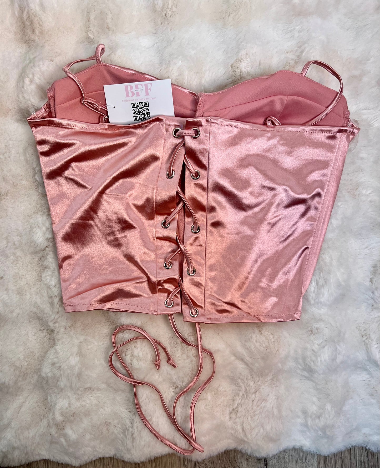 Pink satin corset top