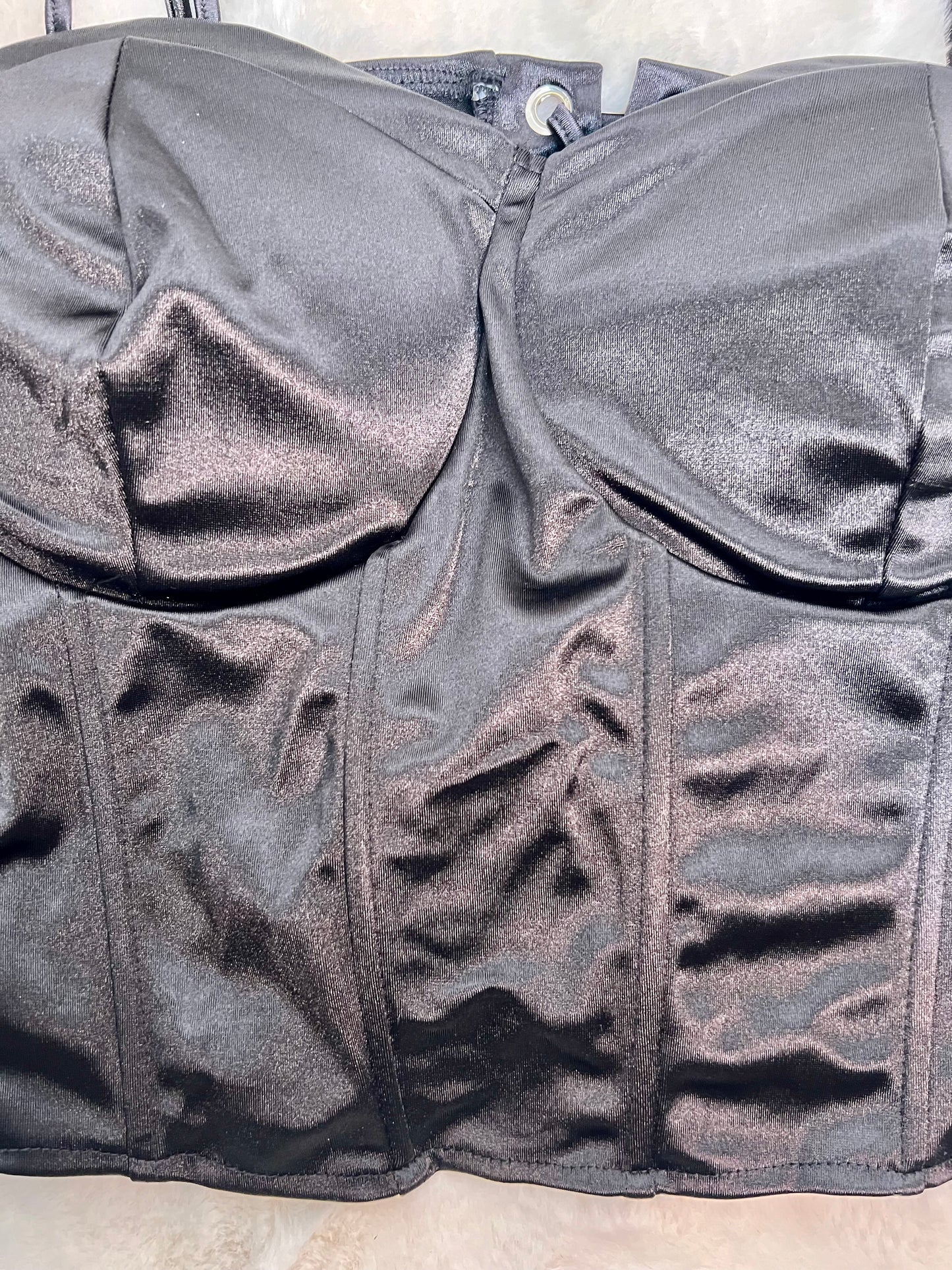 Black satin corset top