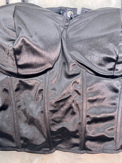 Black satin corset top