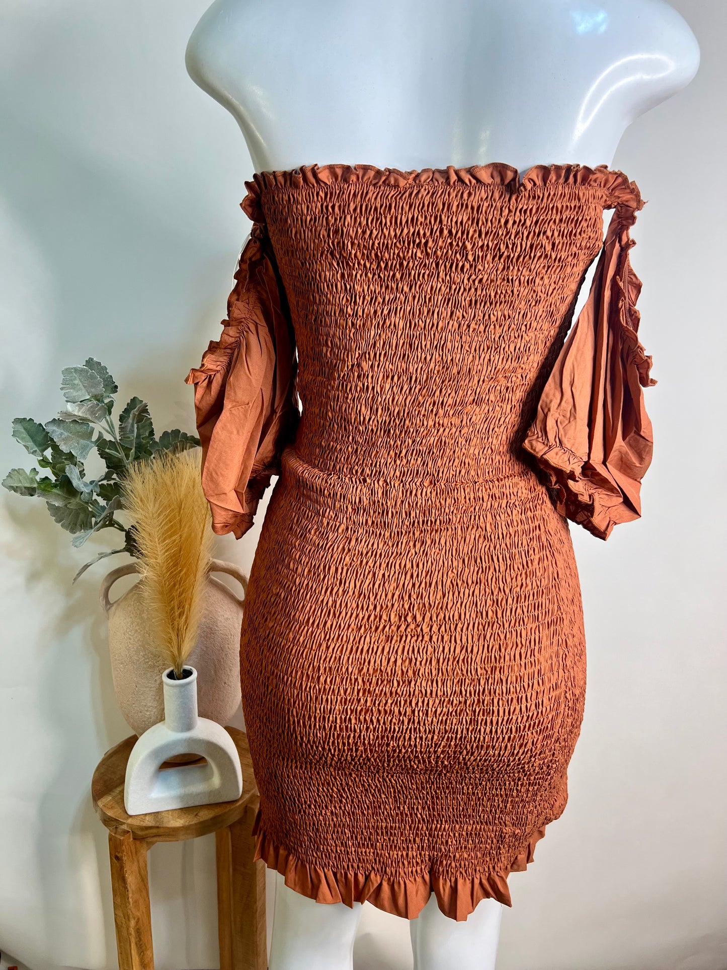 Brown scrunch dress