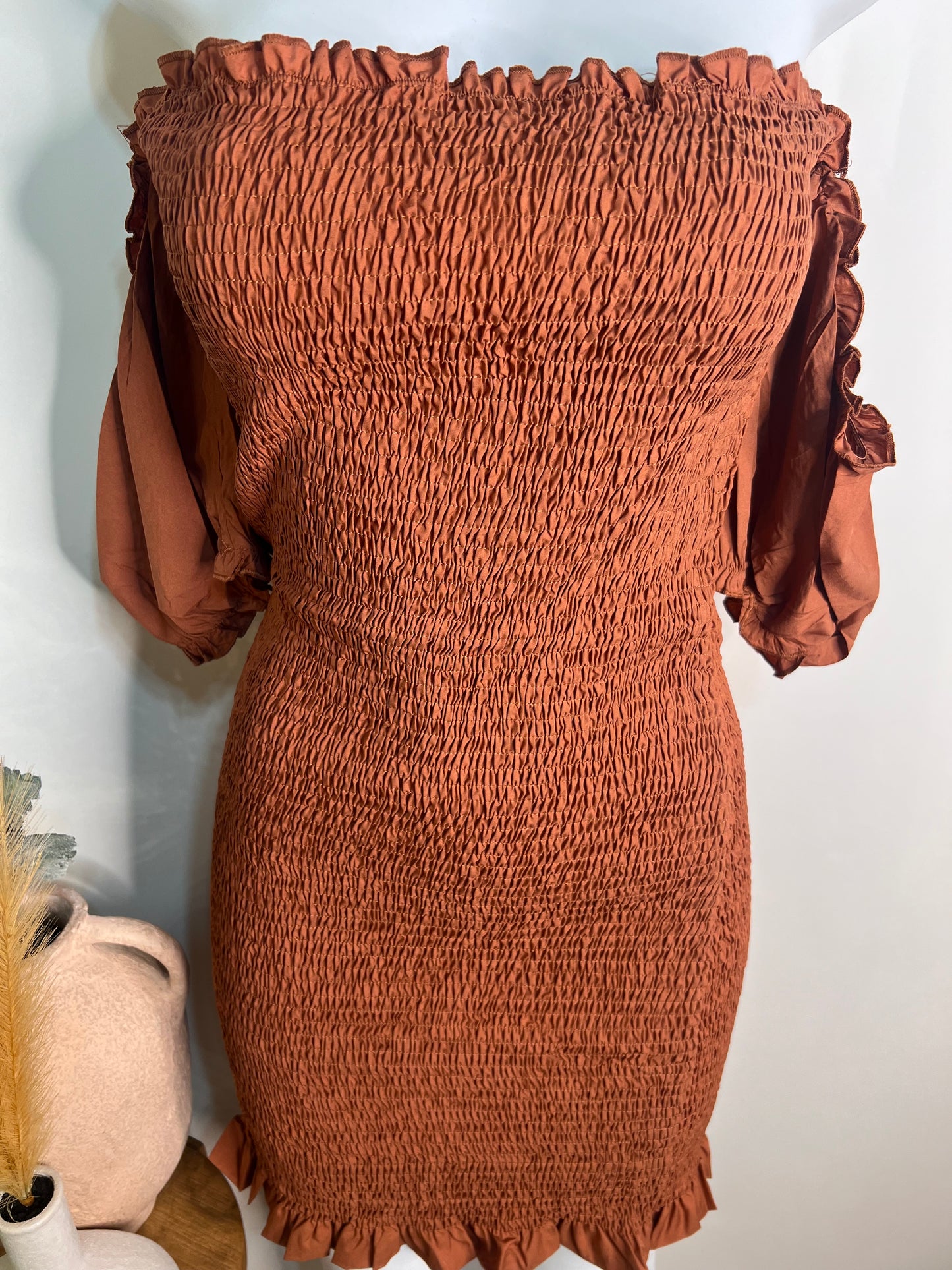 Brown scrunch dress