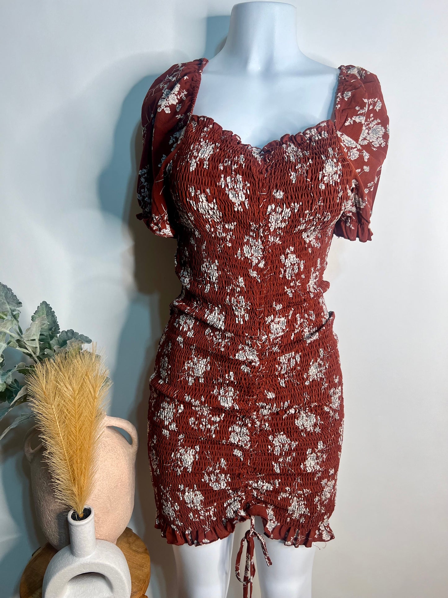 Flower burgundy dress