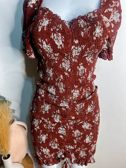 Flower burgundy dress