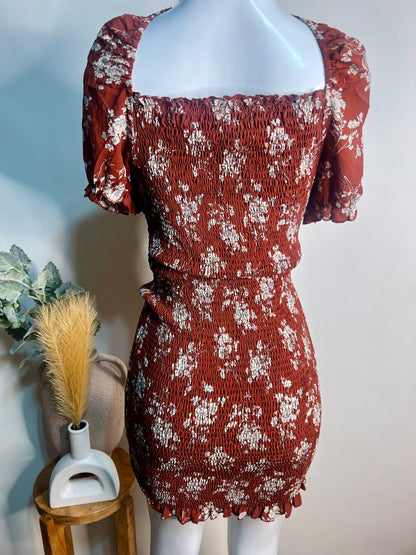 Flower burgundy dress