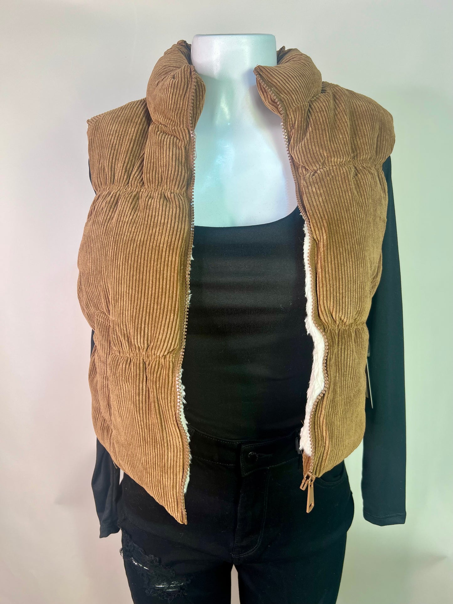 Camel puffer vest