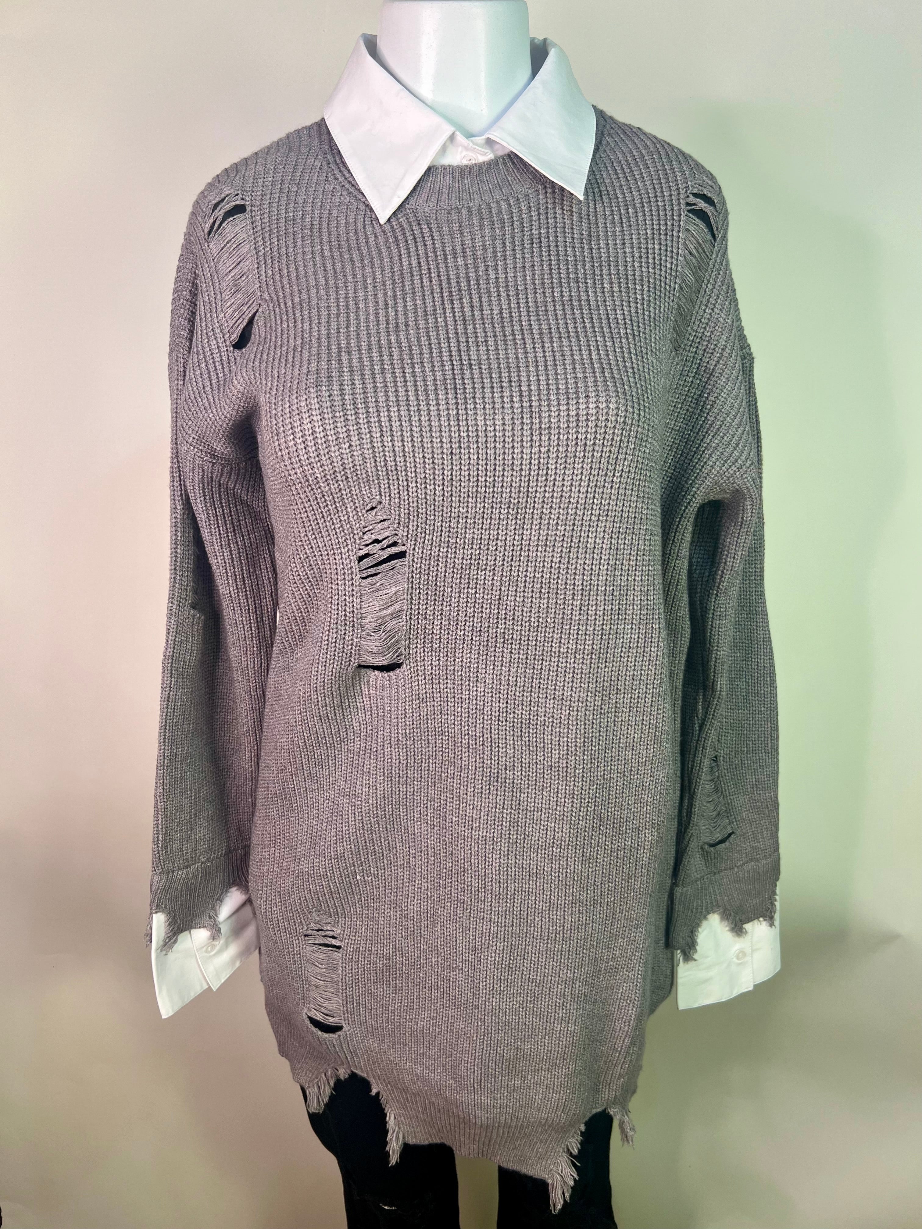 Gray sweater dress