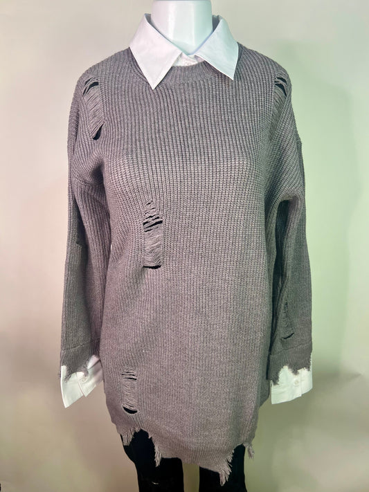 Gray sweater dress