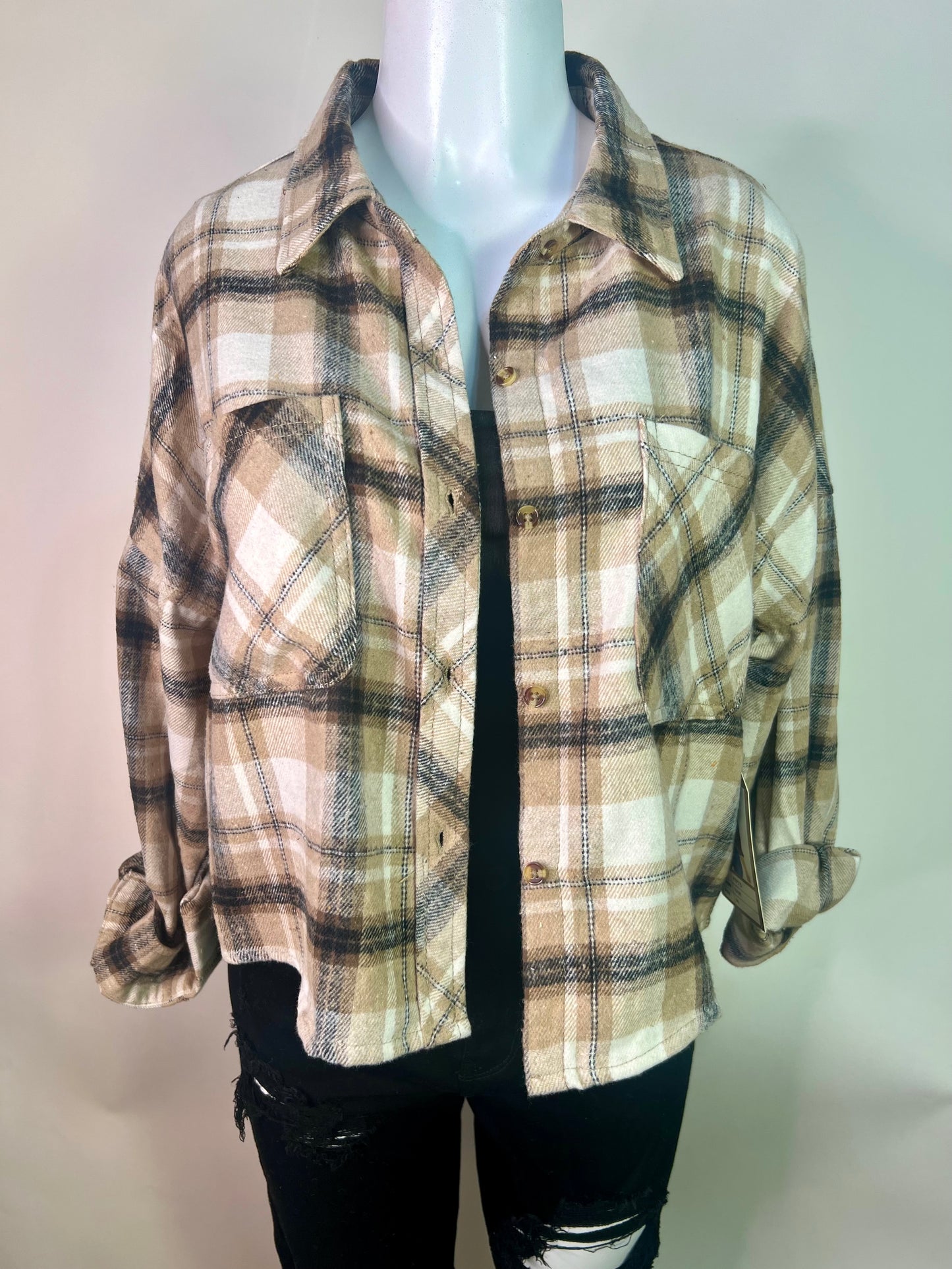 Brown crop top flannel