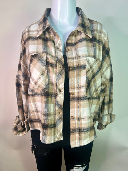 Brown crop top flannel