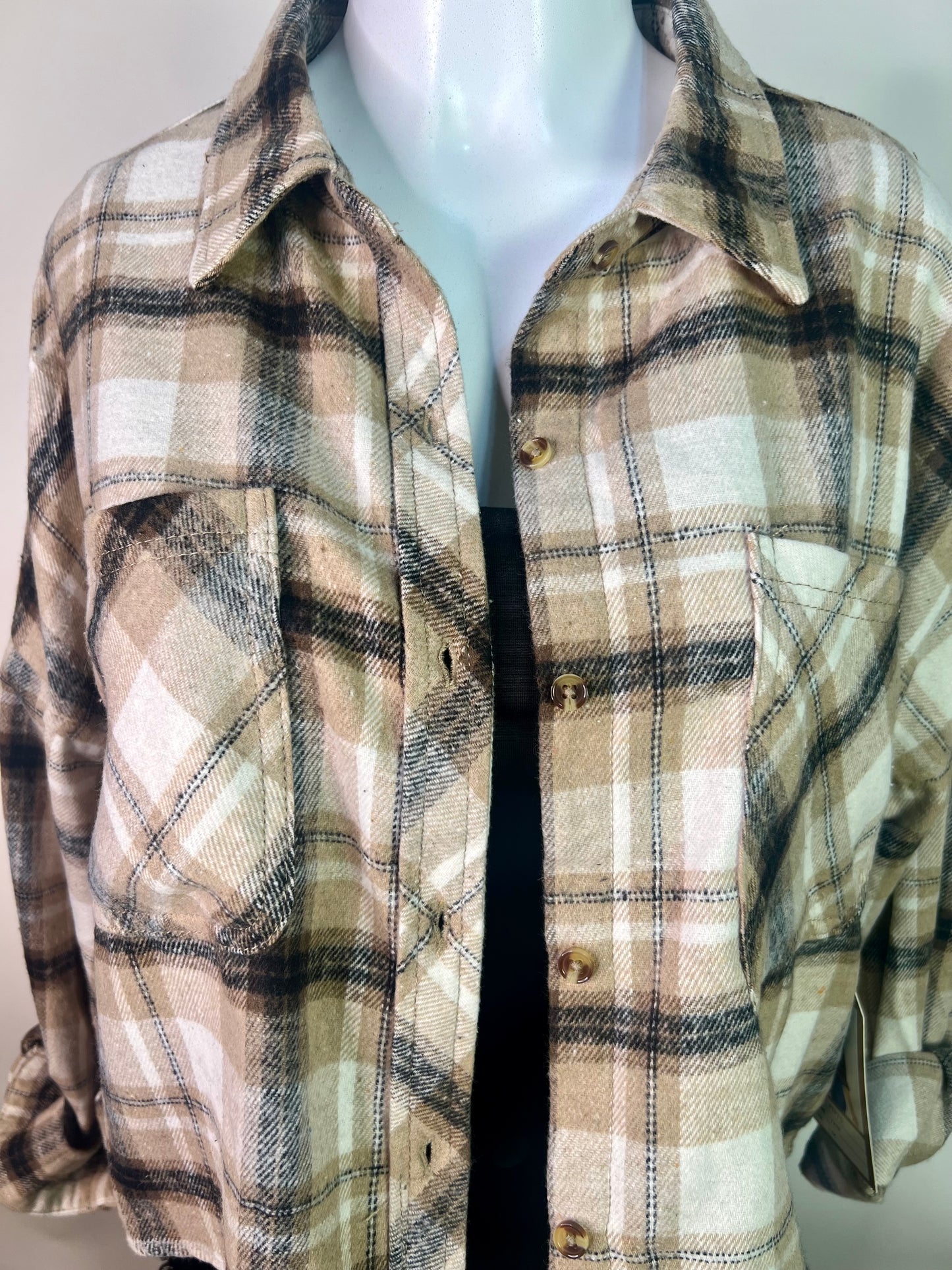 Brown crop top flannel