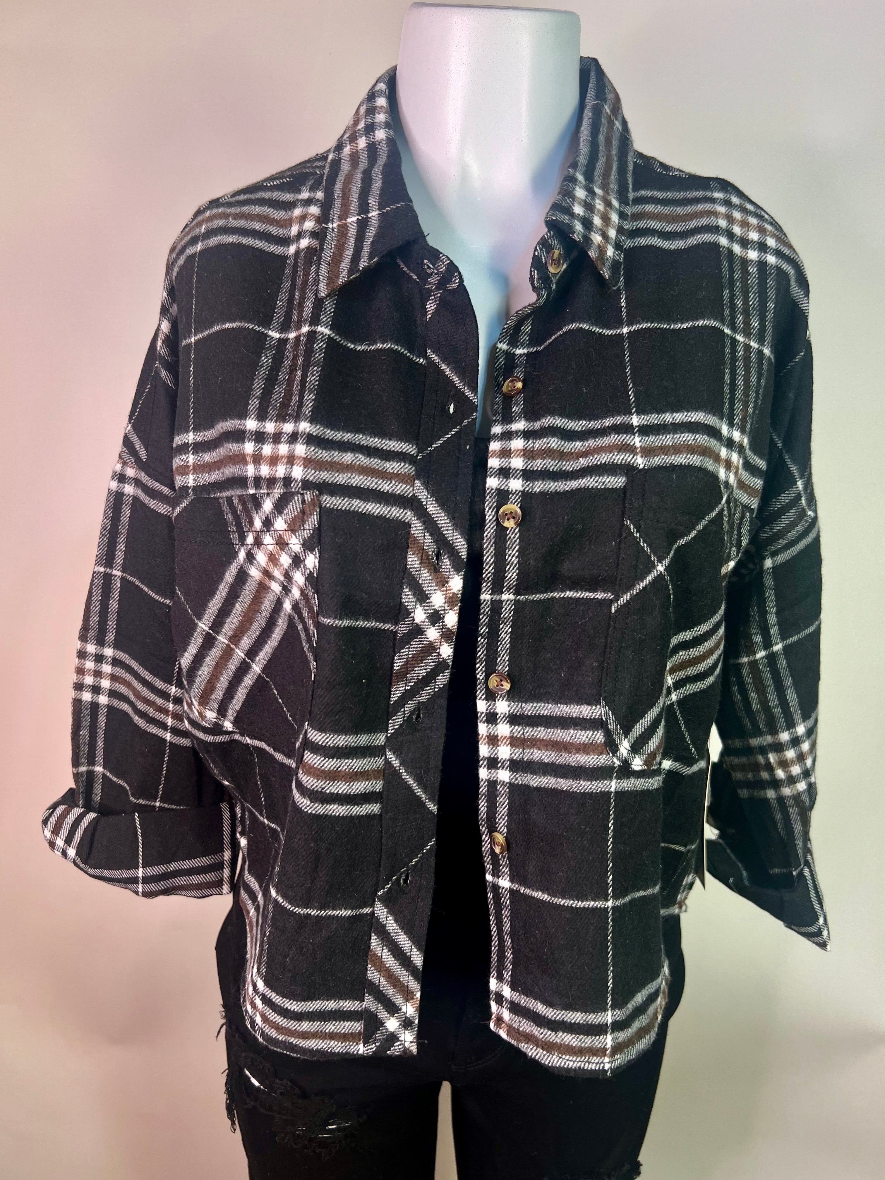 Black crop top flannel