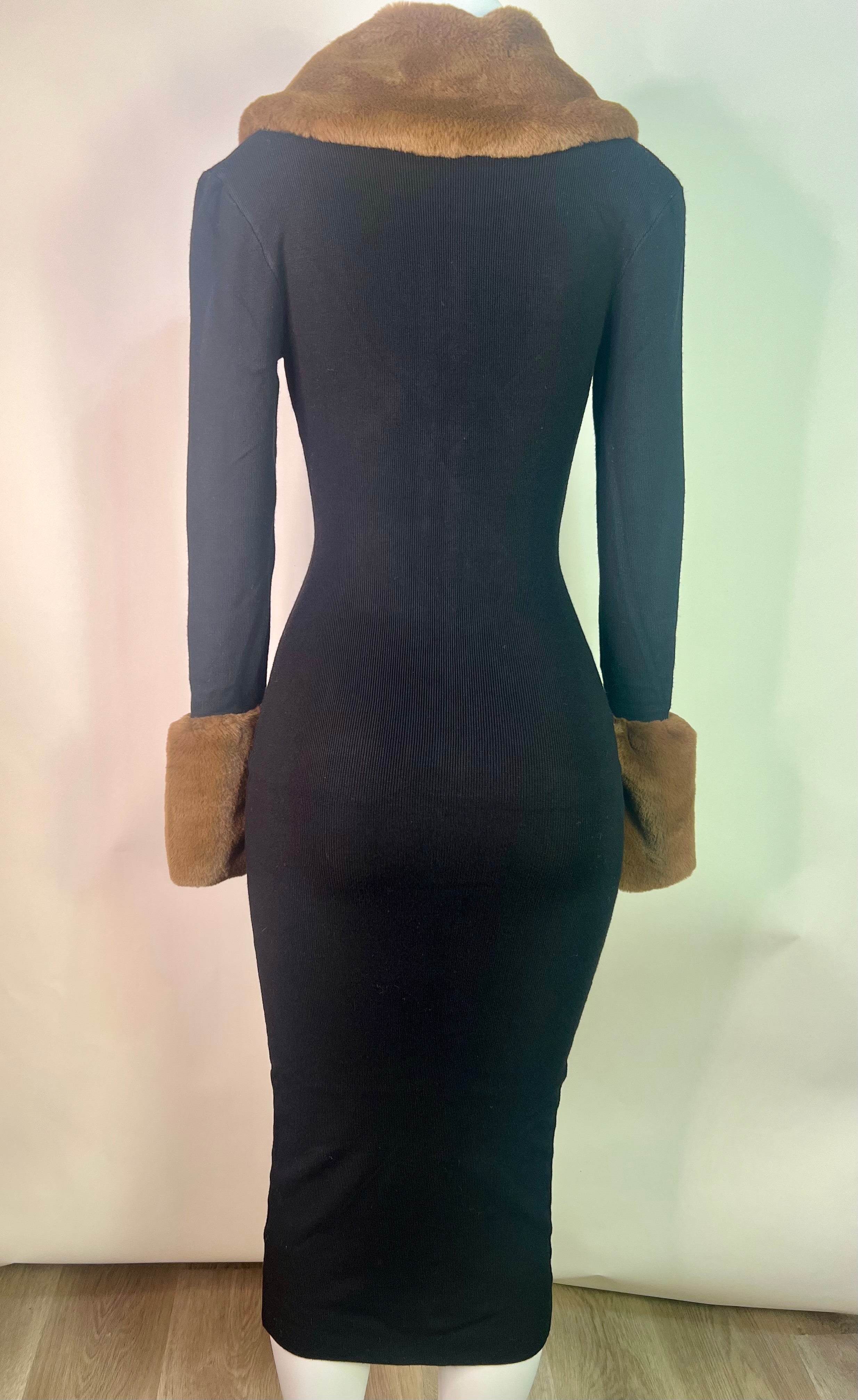Black fur dress