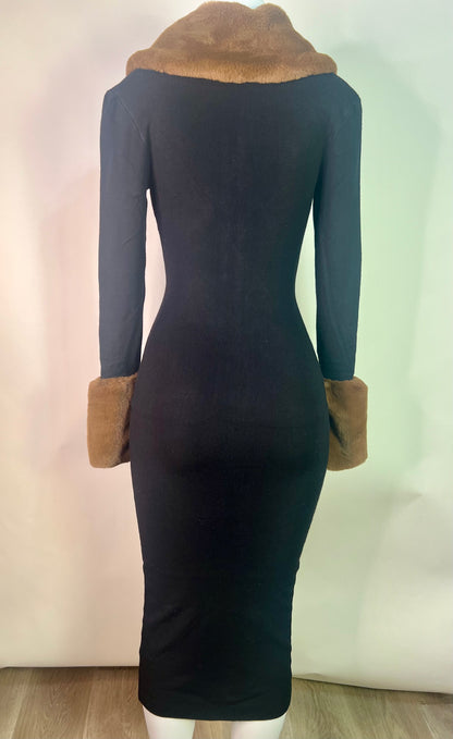 Black fur dress