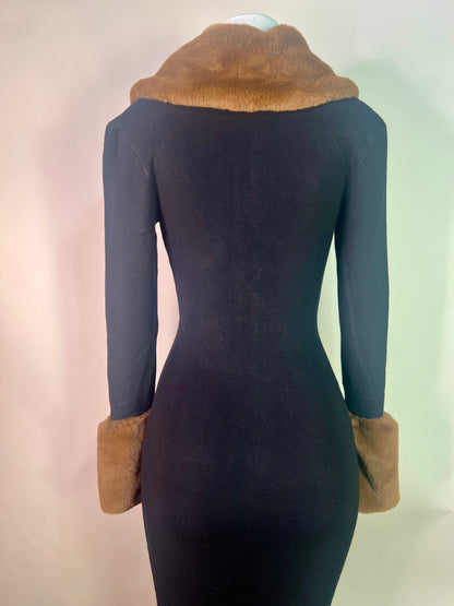 Black fur dress